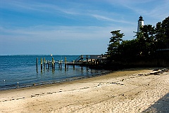 New London Harbor Lighthouse by Beach
